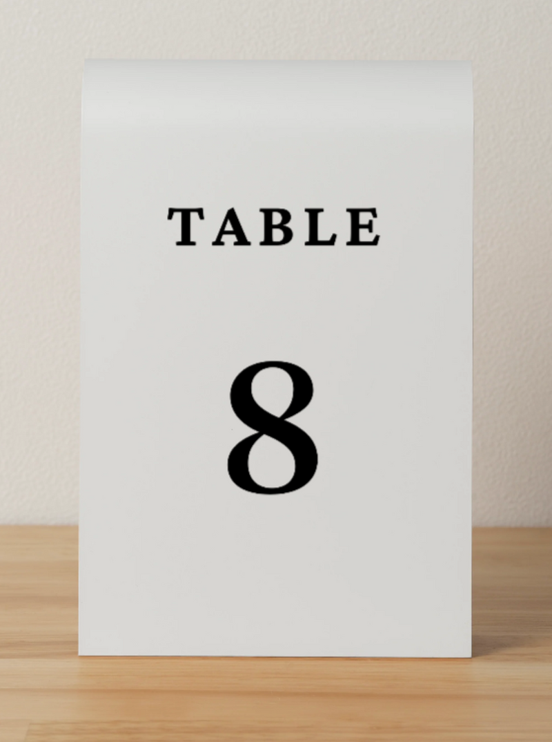 TABLE NUMBER