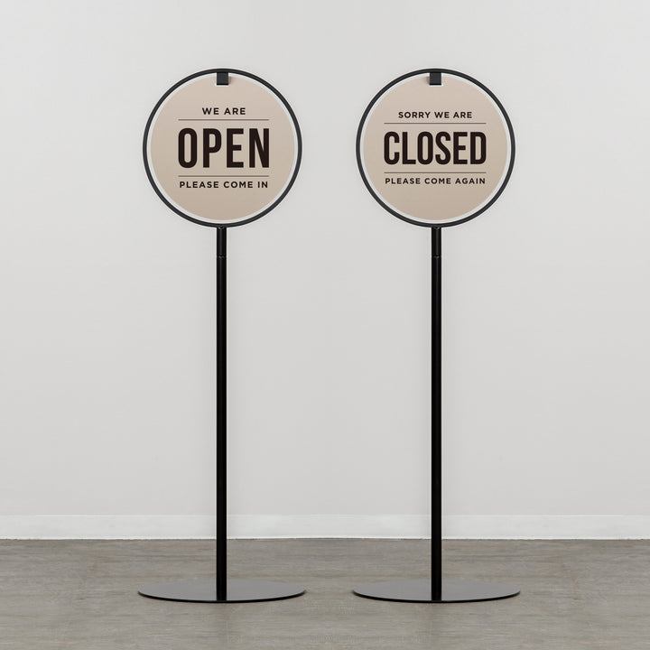OPEN & CLOSED - ROUND FRAMED スタンドサイン - PIECE OF SIGN