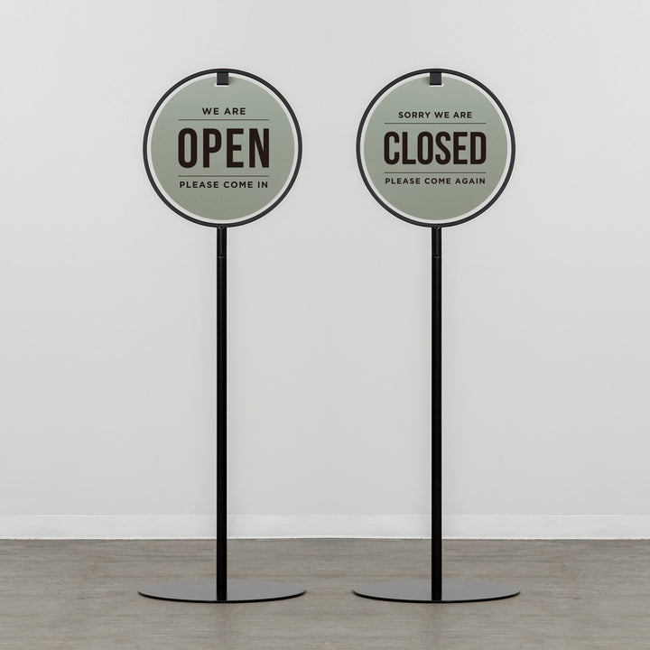 OPEN & CLOSED - ROUND FRAMED スタンドサイン - PIECE OF SIGN