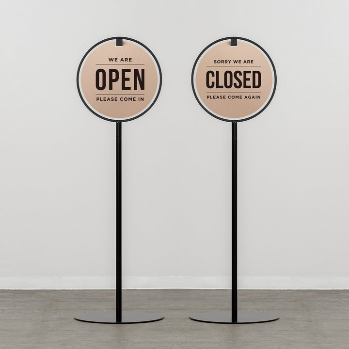 OPEN & CLOSED - ROUND FRAMED スタンドサイン - PIECE OF SIGN